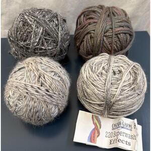 Lot Of 4 Large Yarn Balls Variety Of Fibers And Colors- See Photos